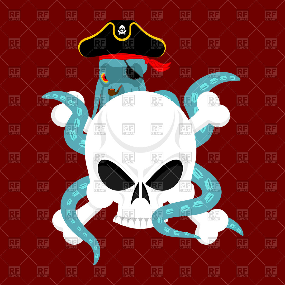 1200x1200 Octopus Pirate And Skull