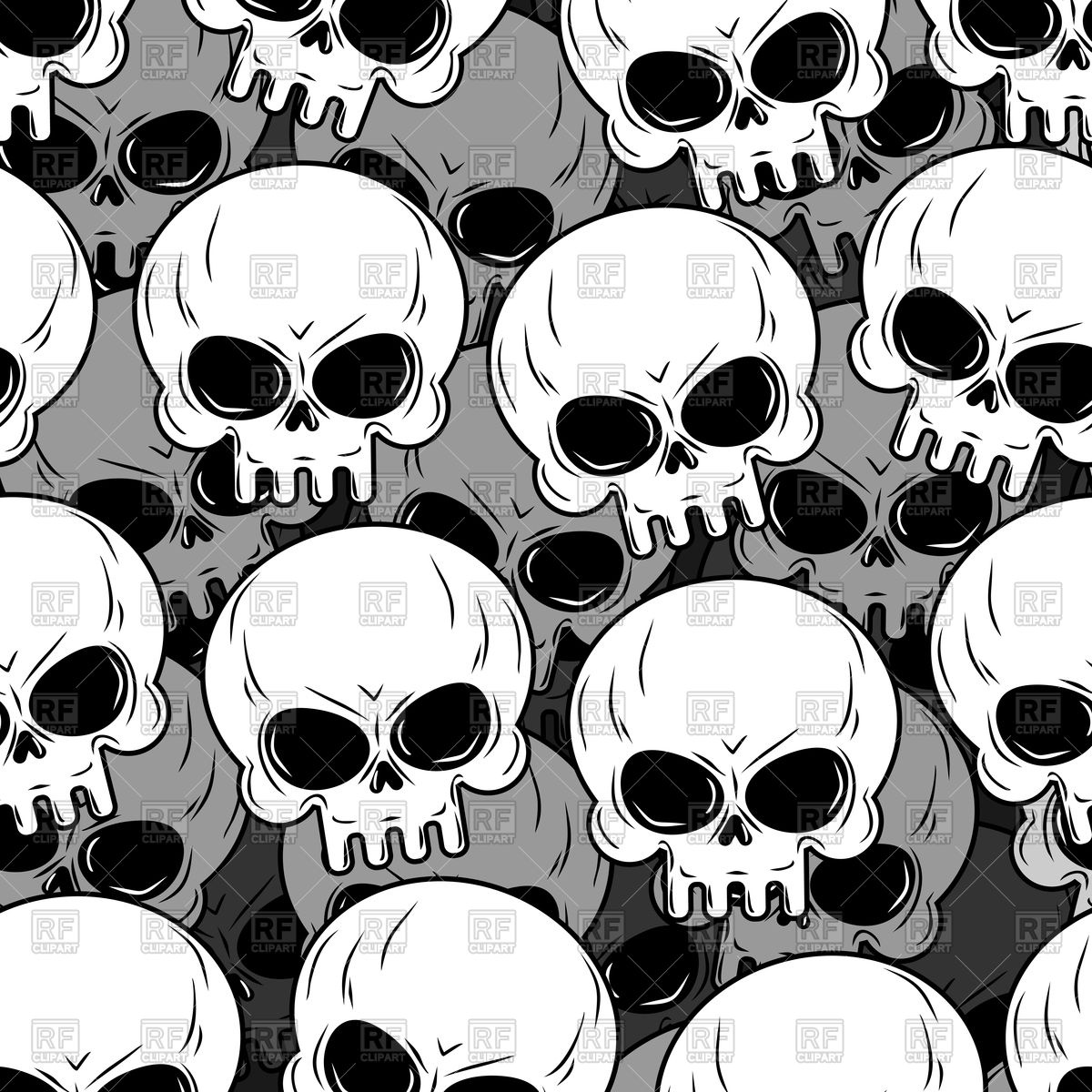 1200x1200 Scary Skull Background, Seamless Pattern With Skeleton Head Vector