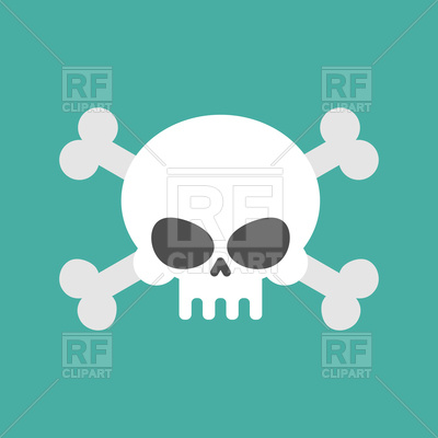 400x400 Skull And Crossbones Isolated On Blue Background, Skeleton Head