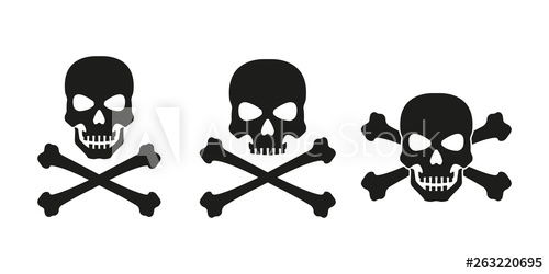 500x250 Skull With Crossed Bones Icon Set Death, Pirate And Danger Symbol
