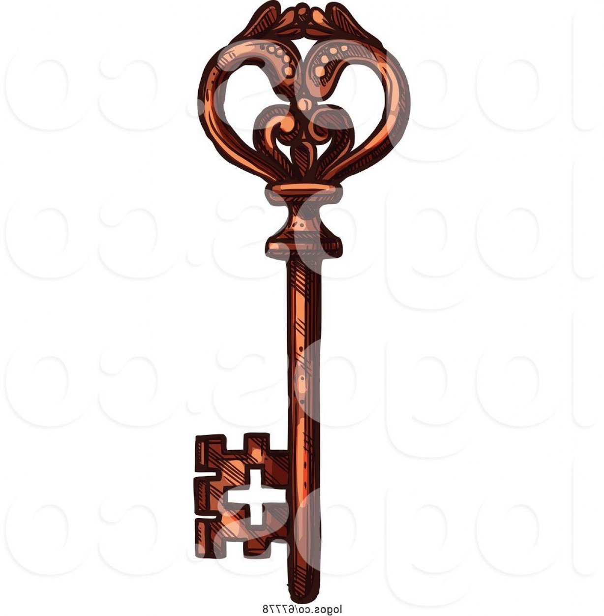 1228x1252 Logo Of Sketched Ornate Skeleton Key