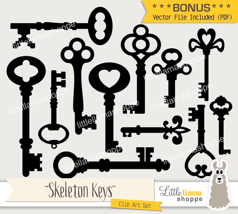 794x715 Skeleton Keys Clip Art Vintage Key Clipart Vector Pdf And Etsy