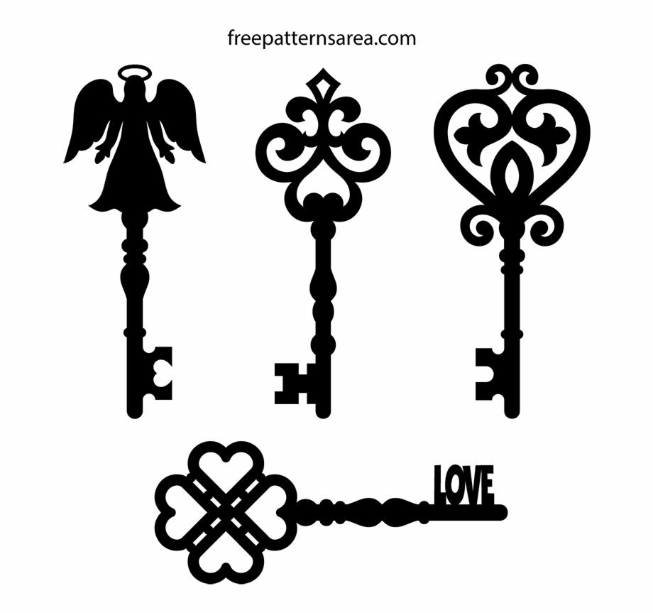 920x863 Clip Art Free Download Heart Skeleton Key Clipart