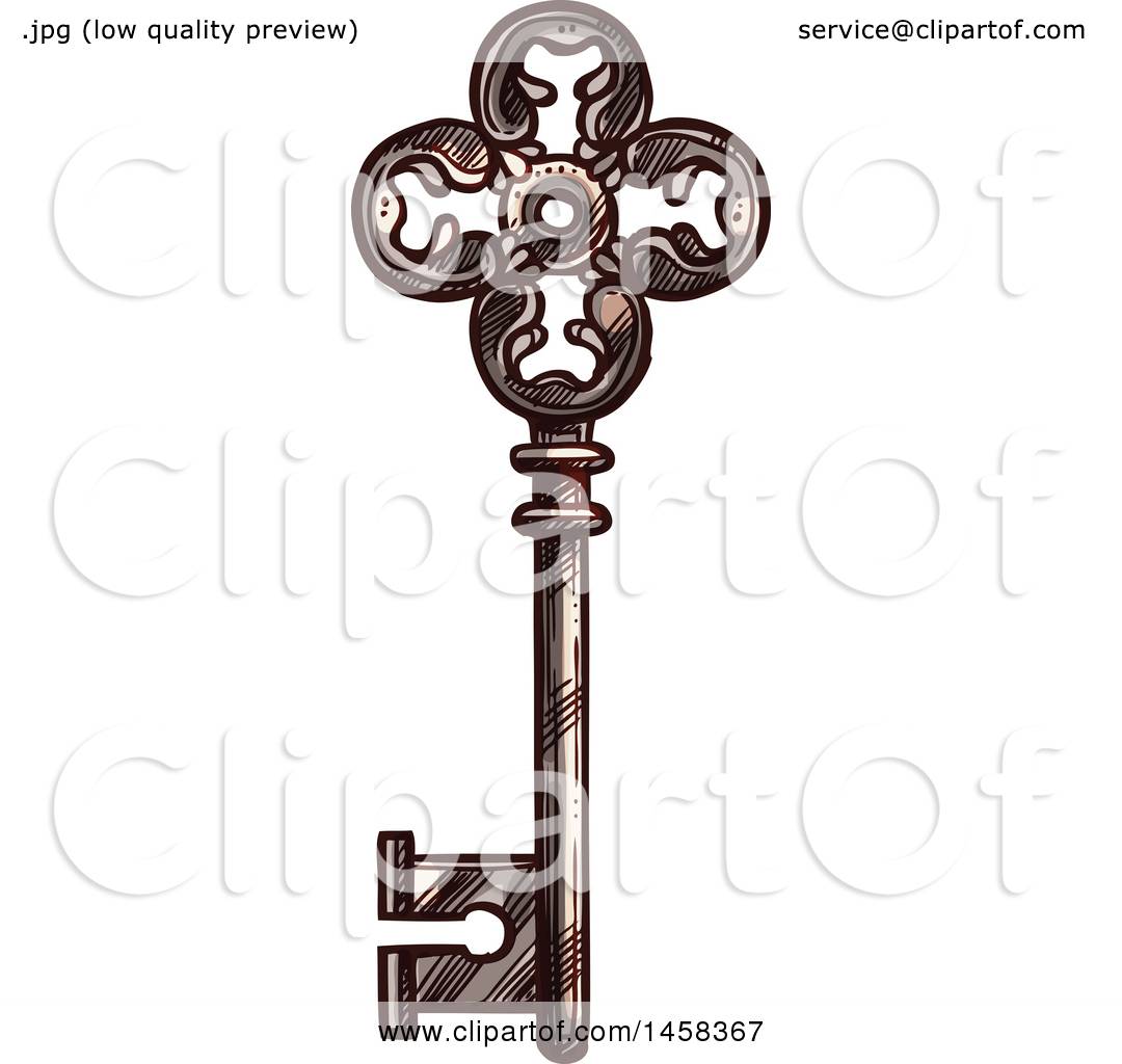 1080x1024 Clipart Of A Sketched Skeleton Key