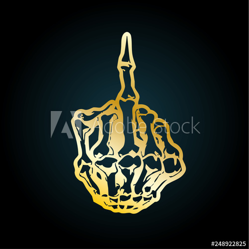 500x500 Middlefinger Skull Gold