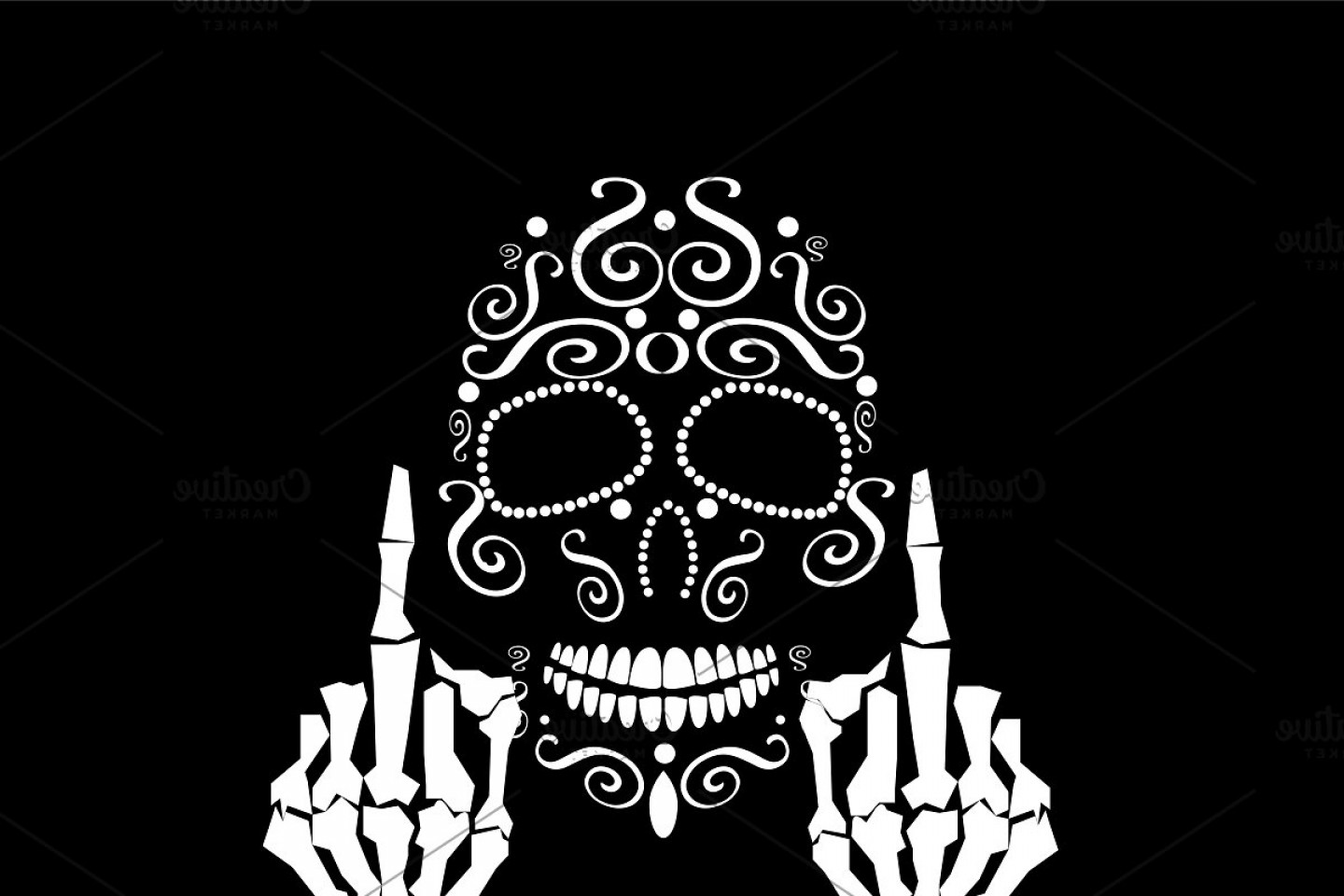 1440x960 Skull Vector With Middle Finger Up Hoodamathrun