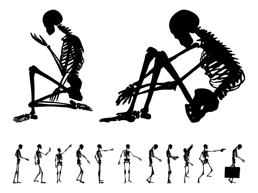 1024x765 Human Skeleton Set Vector Art Graphics