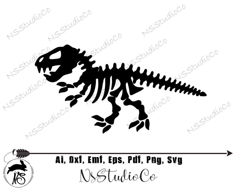 794x631 Dinosaur Skeleton Silhouette Clipart Digital Design Etsy