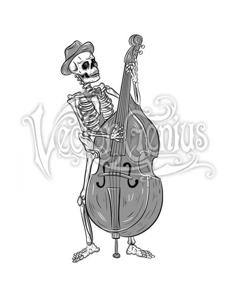 468x580 Bass Jazz Skeleton Clipart