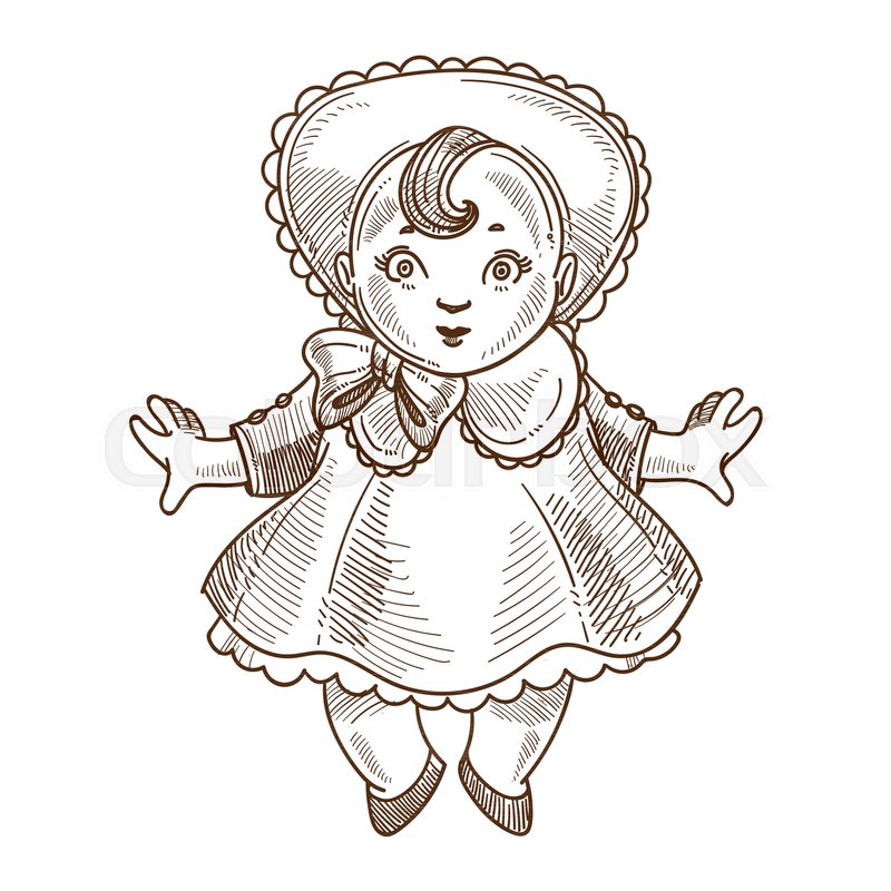 Doll Retro Toy Sketch Icon Vector Stock Vector Colourbox 800x800 Doll Retro Toy Sketch Icon Vector Stock Vector Colourbox