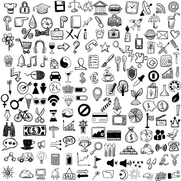 Set Of Hand Drawn Icons Vector Free Download 626x626 Set Of Hand Drawn Icons Vector Free Download