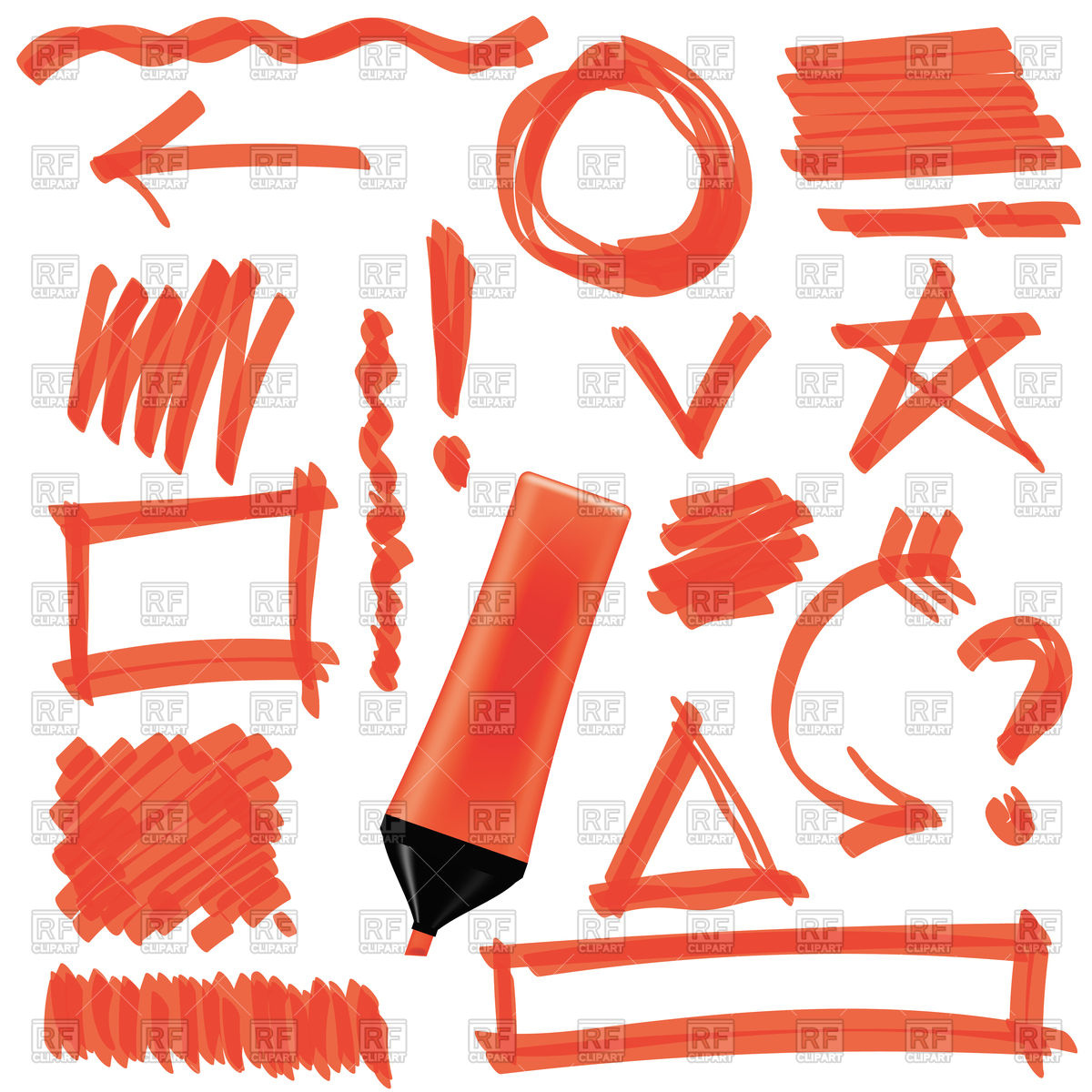 1200x1200 Orange Marker With Sketch Of Signs, Arrows, Circles, Correction
