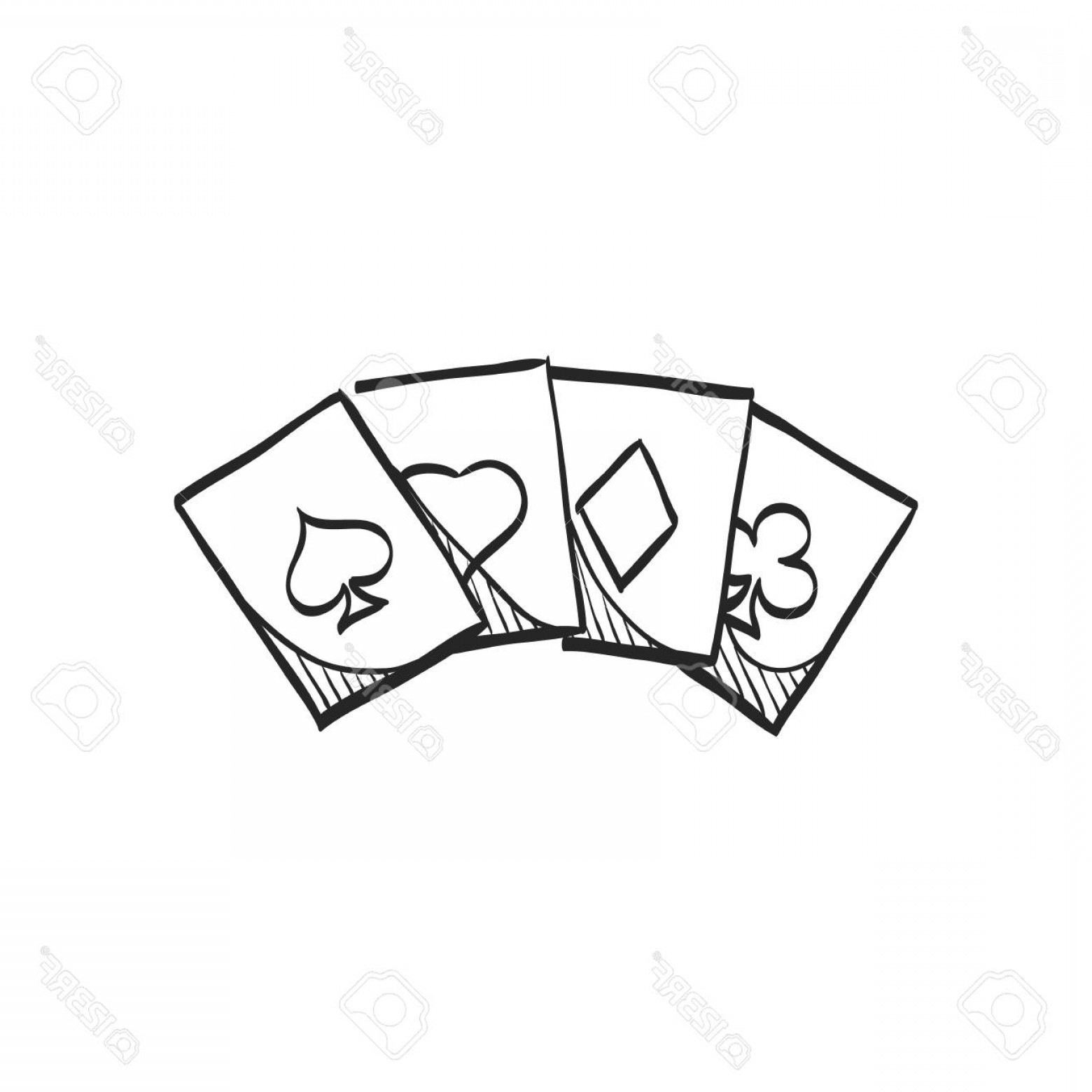 1560x1560 Photostock Vector Playing Cards Icon In Doodle Sketch Lines Game