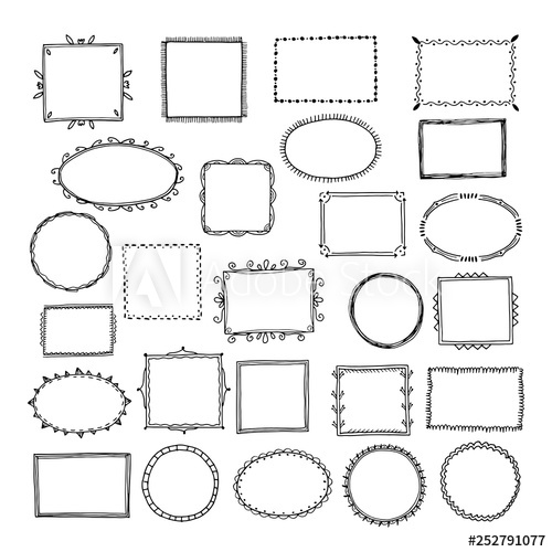 500x500 Sketch Picture Frames Doodle Square Borders Sketch Lines Hand