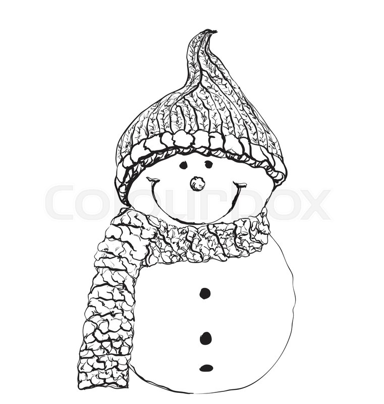 761x800 Snowman Icon In Doodle Sketch Lines Stock Vector Colourbox