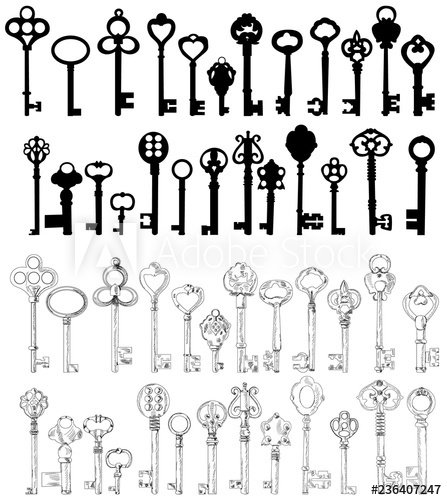 447x500 Sketch, Lines Simple Key, Vintage, Set, Collection