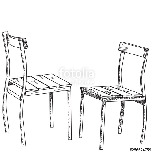 500x500 Vector, Isolated, Two Chairs Sketch, Lines Stock Image