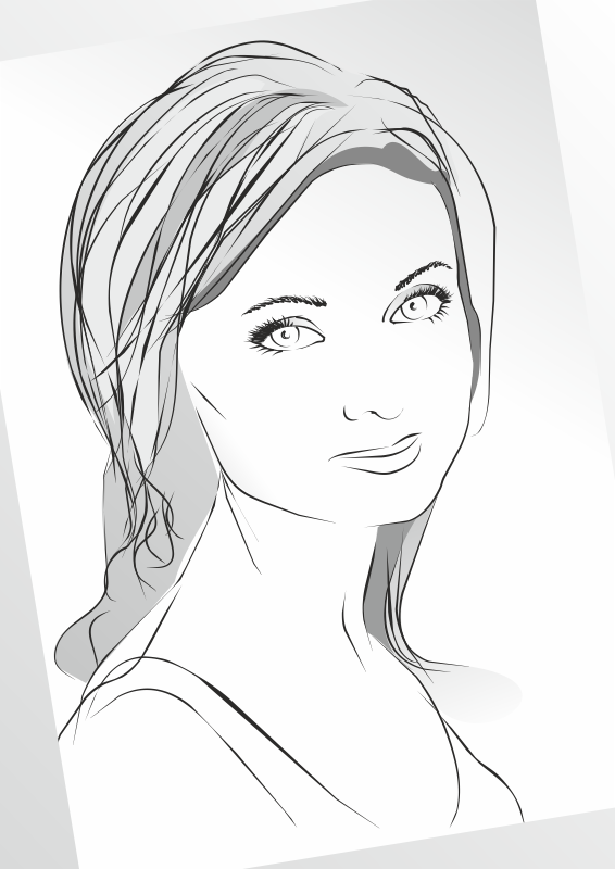 566x800 Girl In Sketch Lines Free Vector Coreldraw