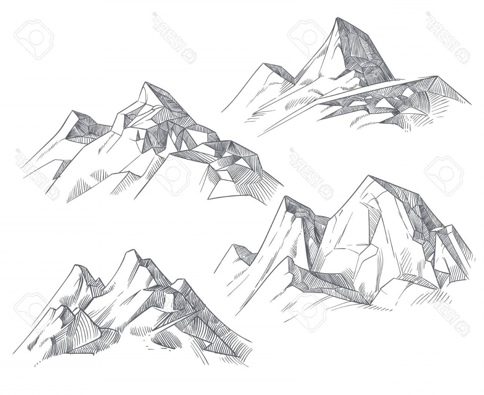 Photostock Vector Hand Drawing Mountain Peaks Isolated Retro 1560x1275 Photostock Vector Hand Drawing Mountain Peaks Isolated Retro