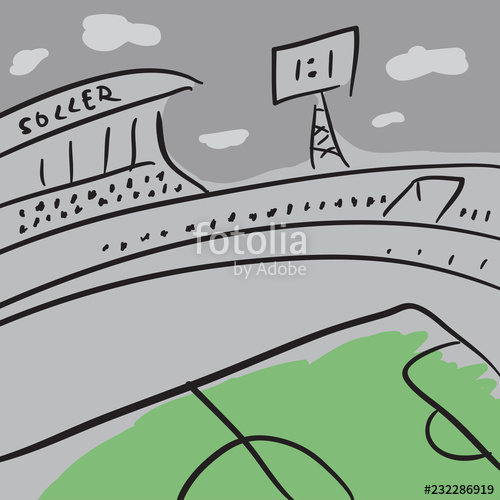Soccer Sketch Vector Drawing With Field And Tribunes Stock Image 500x500 Soccer Sketch Vector Drawing With Field And Tribunes Stock Image