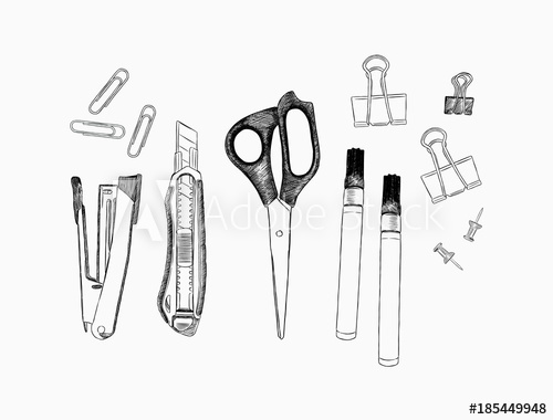 Set Of Stationary Hand Draw Element Sketch Vector 500x380 Set Of Stationary Hand Draw Element Sketch Vector