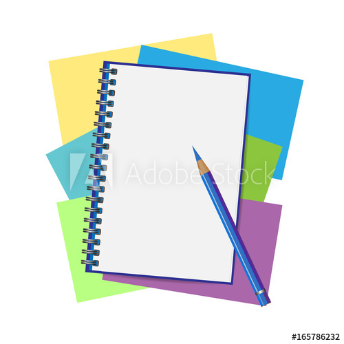 500x500 Opened Notepad With Pencil Sketchbook Or Diary Vector
