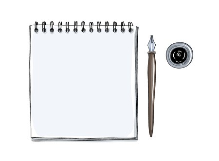 450x331 Art Sketchbook Mockup Blank Paper And Vintage Dip Ink Nib Pen Hand