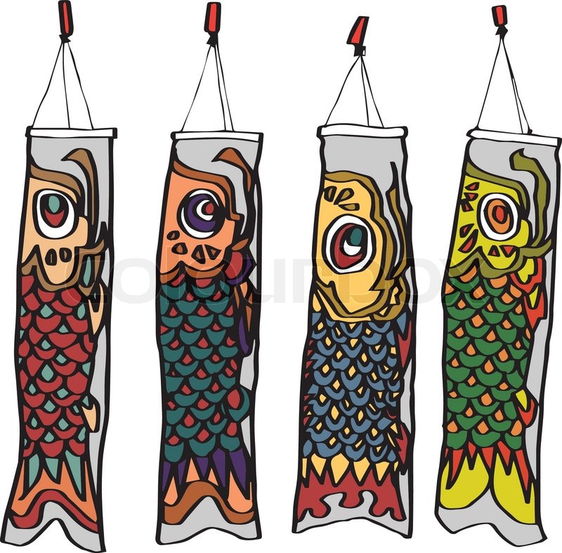 800x787 Japanese Paper Fish Sketchbook Stock Vector Colourbox