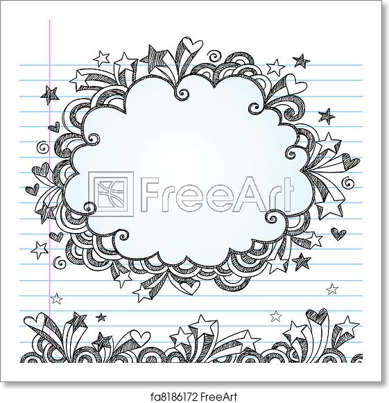 561x581 Free Art Print Of Sketchy Cloud Doodle Vector Frame Cloud Frame
