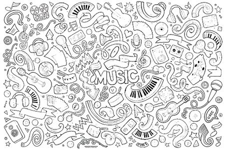 450x300 Sketchy Vector Hand Drawn Doodles Cartoon Set Of Music Objects