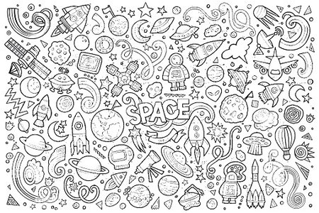 450x300 Sketchy Vector Hand Drawn Doodles Cartoon Set Of Space Objects