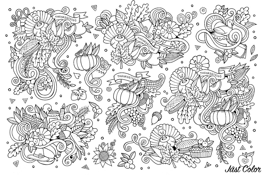 1024x682 Sketchy Vector Hand Drawn Doodle Cartoon Set Of Thanksgiving