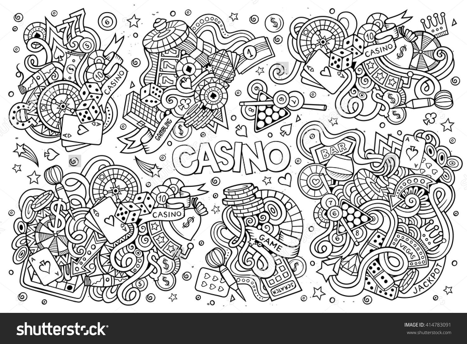1500x1105 Sketchy Vector Hand Drawn Doodles Cartoon Set Of Casino Objects