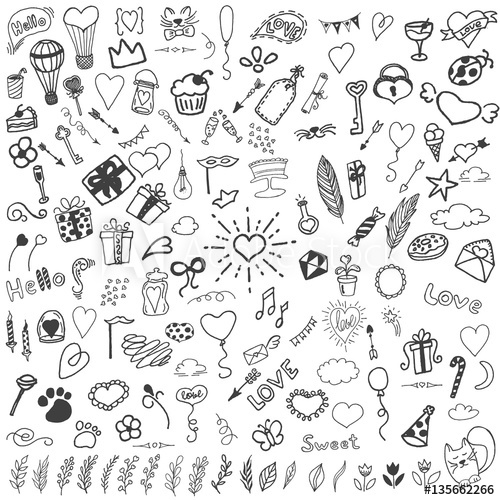 500x500 Sketchy Vector Hand Drawn Doodles Cartoon Set Of Love