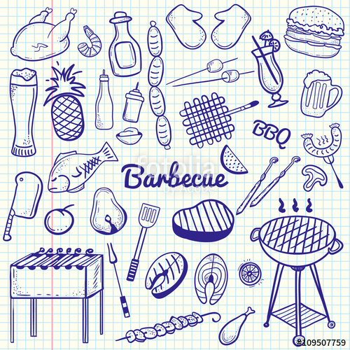 500x500 Sketchy Vector Hand Drawn Doodles Notebook Barbecue Stock Image