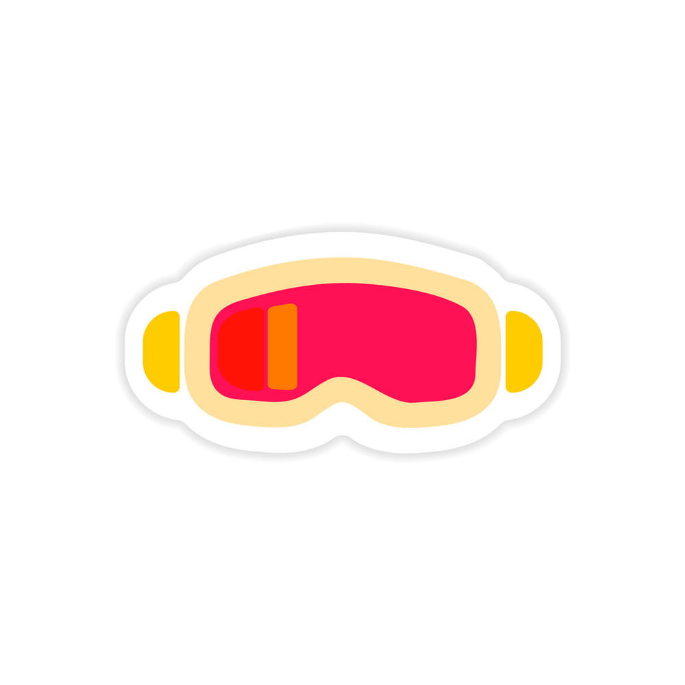 Paper Sticker On White Background Ski Goggles Vector 1000x1000 Paper Sticker On White Background Ski Goggles Vector