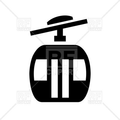 400x400 Ski Lift Black Icon Isolated On White Background, Flat Style