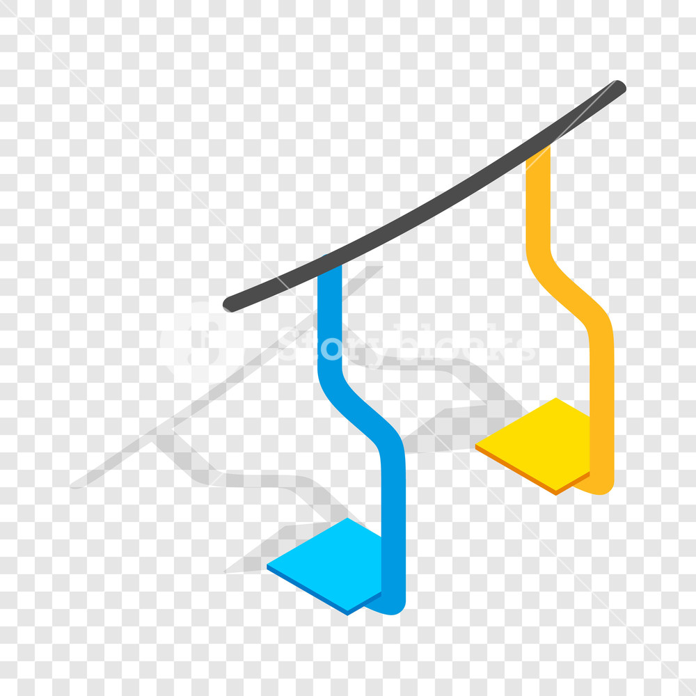 1000x1000 Ski Lift Isometric Icon On A Transparent Background Vector