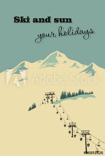 338x500 Winter Background Mountain Landscape With Ski Lift