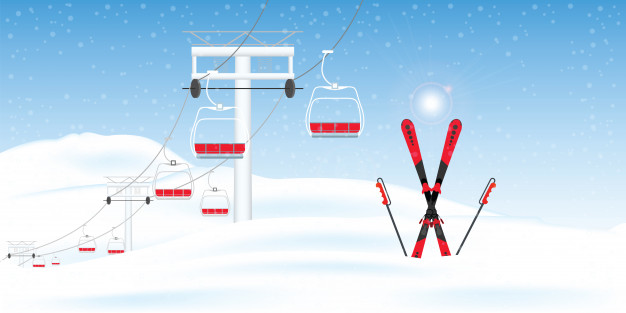 626x313 Winter Ski Resort With Ski Lift Moving Winter Landscape Vector