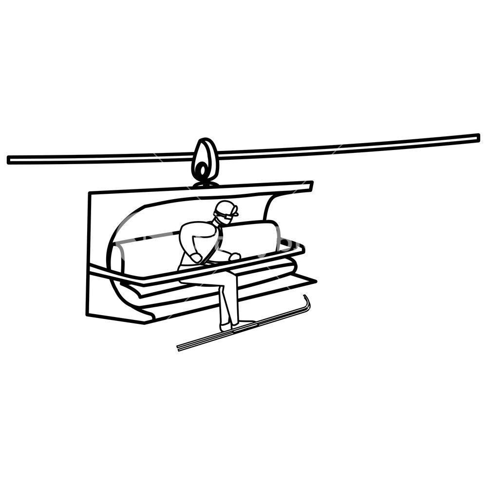 1000x998 Man On Ski Lift Over White Background, Vector Illustration Royalty