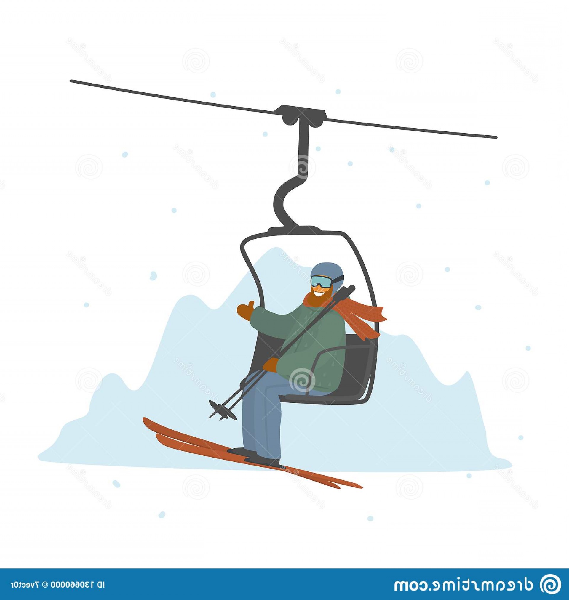 1920x2026 Man Skier Ski Lift Isolated Vector Illustration Graphic Man Skier