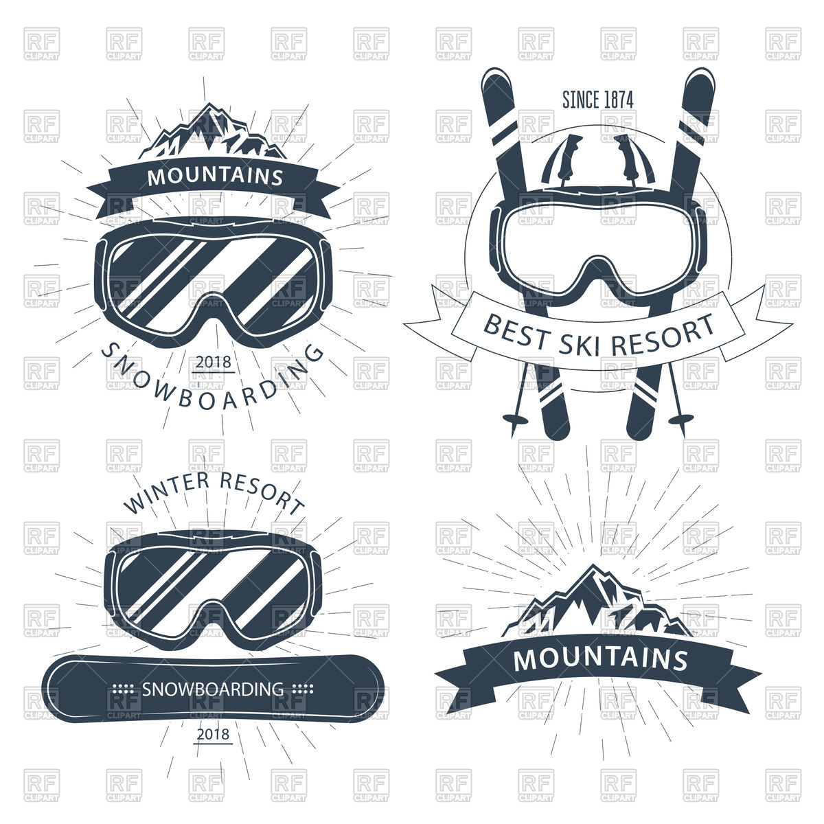 1200x1200 Ski Resort Emblem And Labels With Goggles, Mountains