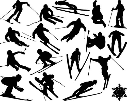 500x400 Skiing Sport People Silhouetter Vector Free Download