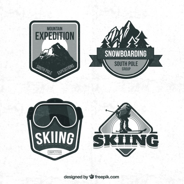 626x626 Retro Ski Badges Free Vector
