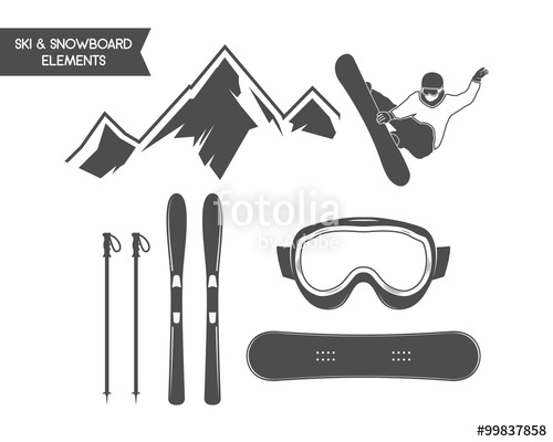 500x400 Winter Sports Elements Snowboard, Ski Symbols Outdoor Adventure