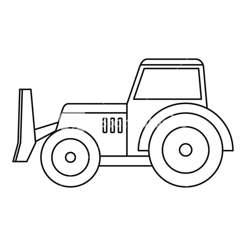 1000x1000 Skid Steer Loader Bulldozer Icon In Outline Style Isolated Vector