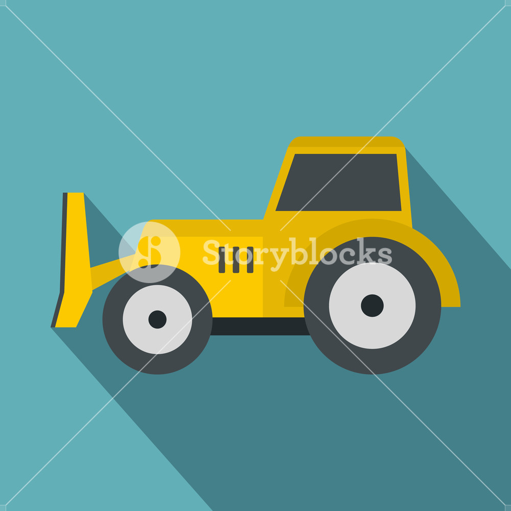 1000x1000 Skid Steer Loader Bulldozer Icon Flat Illustration Of Skid Steer
