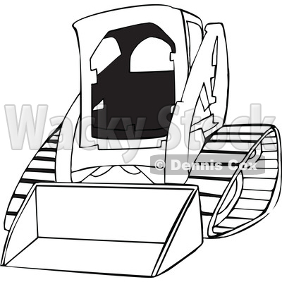 400x400 Cartoon Of An Outlined Bobcat Skid Steer Loader