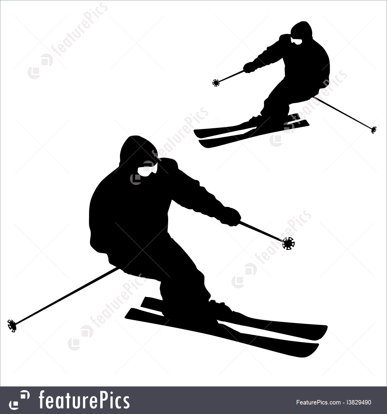 1300x1392 Mountain Skier Speeding Down Slope Vector Sport Silhouette
